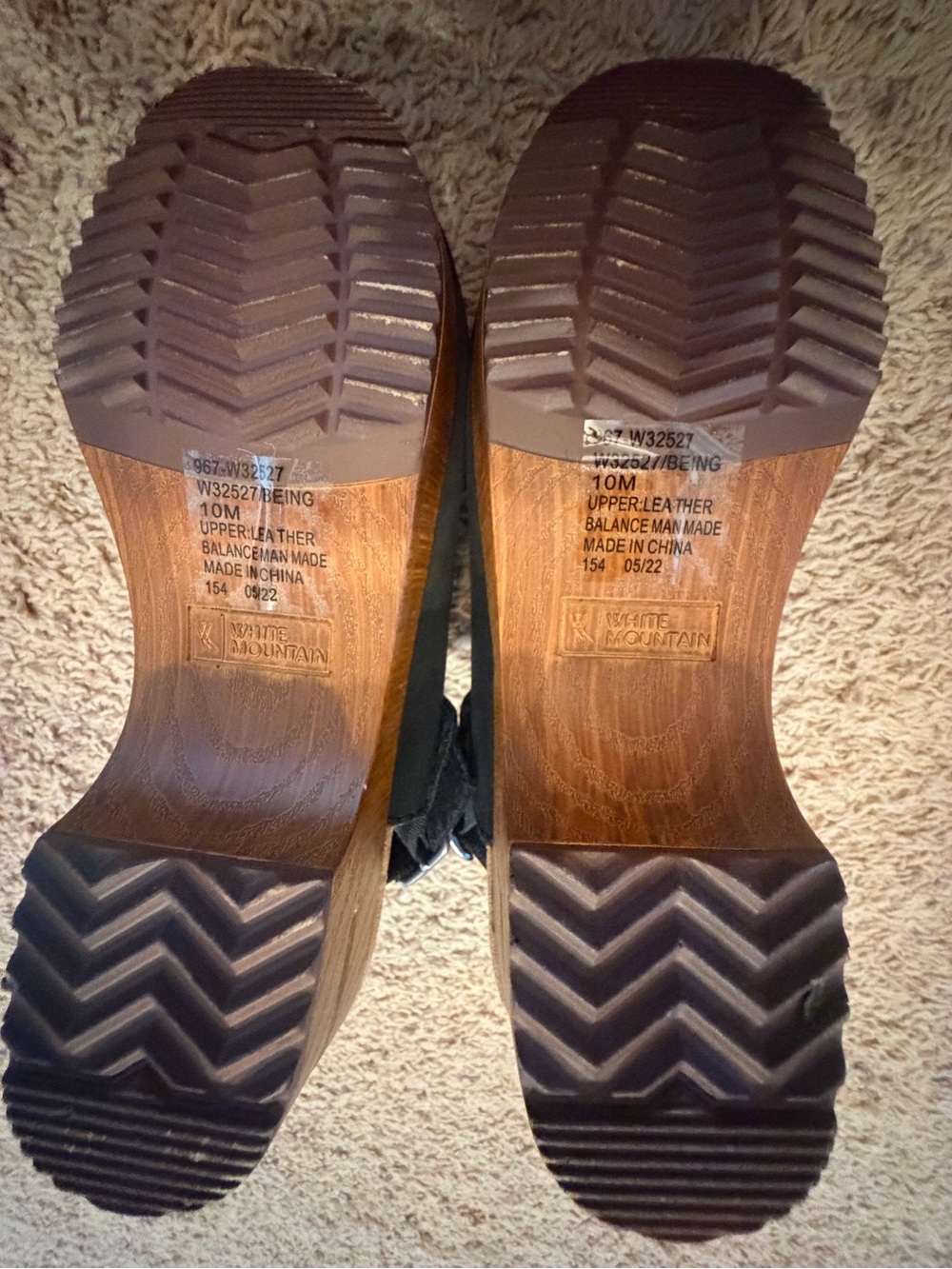 White Mountain Black Clog Mules with Wood-Effect Platform - Picture 3 of 4